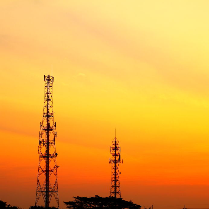 25410990 - telecommunication tower at sunset