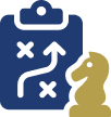 An icon with a chess piece representing full-service email marketing